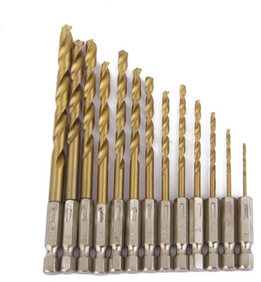 Vinayakart 13 Pieces Hex Shank Quick change Cobalt Drill Bit Set 13 Pieces Hex Shank Quick change Cobalt Drill Bit Set