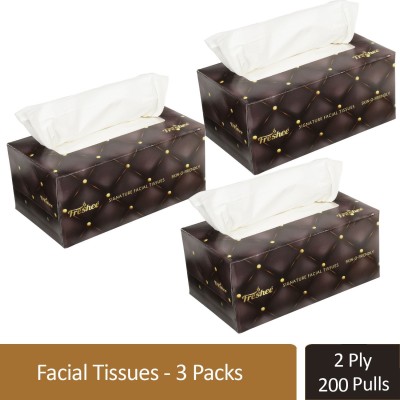 Freshee 200 Pulls 2 Ply Signature Facial Tissue Paper Pack Of 3(600 Tissues)