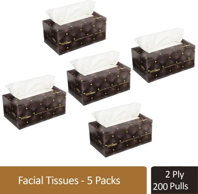 Freshee 200 Pulls 2 Ply Signature Facial Tissue Paper Box Pack Of 5(200 Tissues)