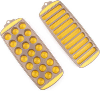 CLASSY TOUCH Yellow Plastic Ice Cube Tray(Pack of2)