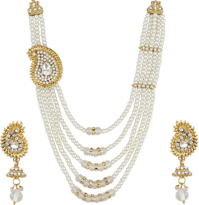Bhana Jewells Alloy Gold-plated Gold, White Jewellery Set(Pack of 1)