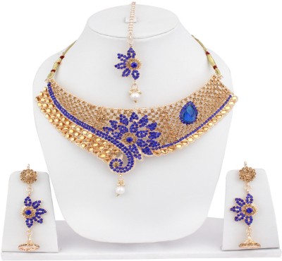 Bhana Jewells Alloy Gold-plated Gold, Blue Jewellery Set(Pack of 1)