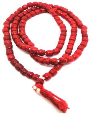PR CREATION Natural Coral Rosary Red (cube size) Moonga/Munga Mala 108+1 Beads Stone Chain Set