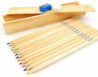 Xydrozen ®12 Colour Wooden Pencil Box Set Pencil(Set of 1, Multicolor)