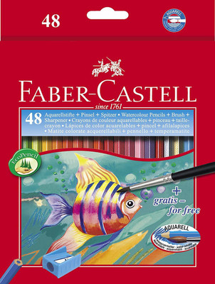 FABER-CASTELL Aquarelle Water 48 Shades Round Shaped Color Pencils(Set of 48, Multicolor)