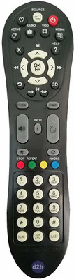 LipiWorld in-Built D2H Set-Top Box Led LCD Tv Remote Control Compatible for  LED LCD with D2H -Black VIDEOCON Remote Controller(Black)