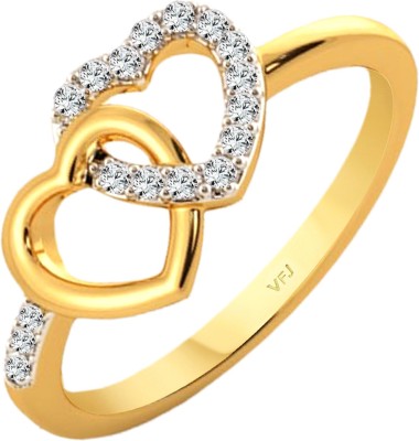 VIGHNAHARTA Valentine Double Heart Ring for Women and Girls Alloy Crystal, Cubic Zirconia Gold Plated Ring