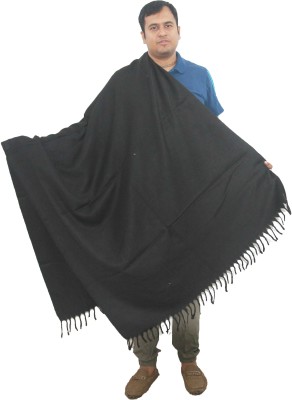 KAVIM Wool Checkered Women, Men Shawl(Black)