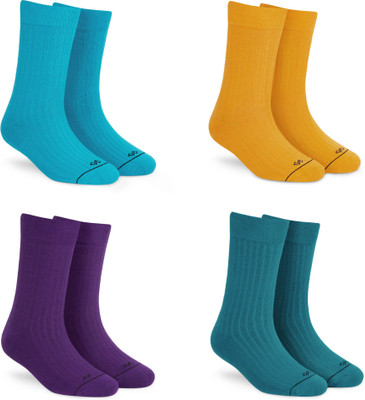 Dynamocks Men & Women Solid Mid-Calf/Crew(Pack of 4)