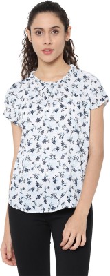 Allen Solly Casual Short Sleeve Floral Print Women White Top