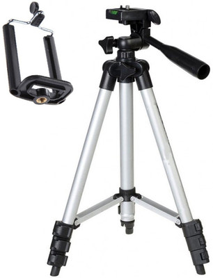 LIFEMUSIC Tripod Stand 360 Degree 3110 Portable Digital DSLR Camera Mobile Stand Holder Camcorder Tripod(Silver, Black, Supports Up to 1500 g)