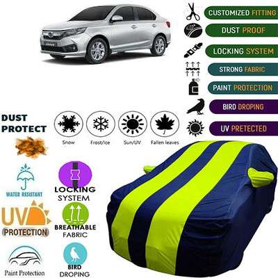 MotohunK Car Cover For Honda Amaze (With Mirror Pockets)(Green, Blue, For 2019 Models)
