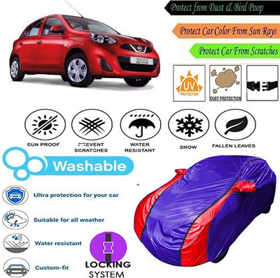 MotohunK Car Cover For Nissan Micra Active (With Mirror Pockets)(Blue, Red, For 2019 Models)