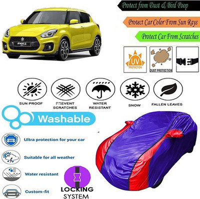 MotohunK Car Cover For Maruti Suzuki Swift (With Mirror Pockets)(Blue, Red, For 2019 Models)