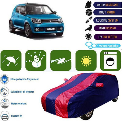 MotohunK Car Cover For Maruti Suzuki Ignis (With Mirror Pockets)(Maroon, Blue, For 2019 Models)