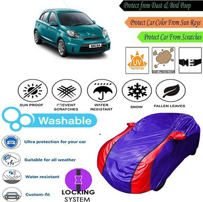 MotohunK Car Cover For Nissan Micra (With Mirror Pockets)(Blue, Red, For 2019 Models)
