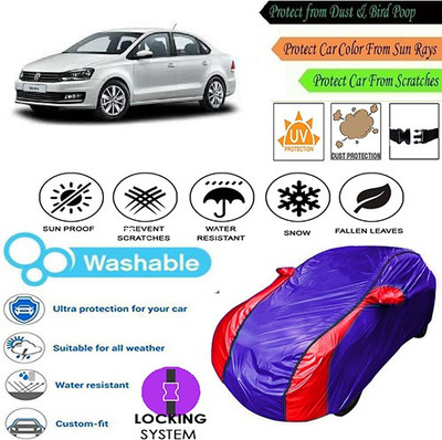 MotohunK Car Cover For Volkswagen Vento (With Mirror Pockets)(Blue, Red, For 2019 Models)
