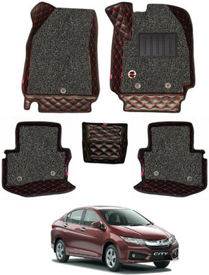 elegant Leatherite 7D Mat For  Honda City(Black, Red)