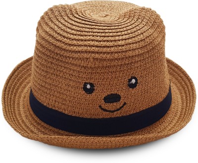 VRITRAZ Beautiful straw hat spring summer children baby boy girl kids unisex printed cartoon cap(Brown, Pack of 1)