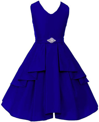 Sunlook Girls Midi/Knee Length Party Dress(Blue, Sleeveless)