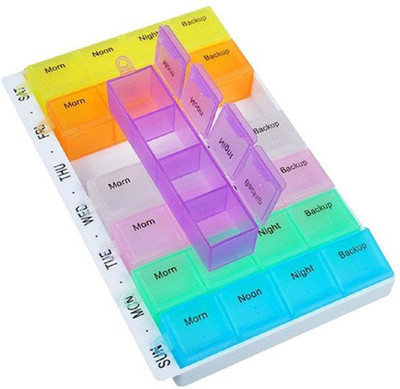 FLOVEIN 7 DAYS QID 7 DAY TABLET ORGANIZER Pill Box(Multicolor)