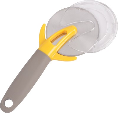 CLASSY TOUCH Pizza Cutter Wheel Slicer Heavy Stainless Steel Sharp Blade with Protective Cover (8.6 inch-Yellow and Grey) Rolling Pizza Cutter(Carbon Steel)