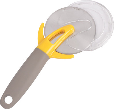 CLASSY TOUCH Pizza Cutter Wheel Slicer Heavy Stainless Steel Sharp Blade with Protective Cover (8.6 inch-Yellow and Grey) Rolling Pizza Cutter(Carbon Steel)