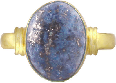 SR Swasti Retail 7.25 Ratti Natural Lajward/Lajwart/ Brass Lapis Lazuli Rhodium Plated Ring