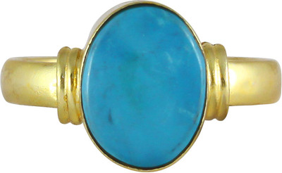 TODANI JEMS 7.25 Ratti Natural Firoja Stone Panchdhatu Adjustable Ring for Men and Women Brass Turquoise Rhodium Plated Ring