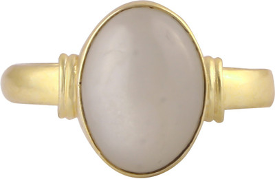 TODANI JEMS 7.25 Ratti UGTL Certified Rashi Ratna Natural Chandrakanta Precious Moonstone Gemstone Multicolour Panchdhatu Adjustable Ring Anguthi for Astrological Purpose for Men and Women Brass Moonstone Rhodium Plated Ring