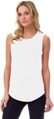 THE BLAZZE Casual Sleeveless Solid Women White Top