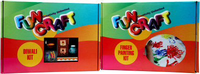 Fun Craft DIY Learning Activity Box Combo of 2 Sets Diwali Kit and Finger Painting Kit