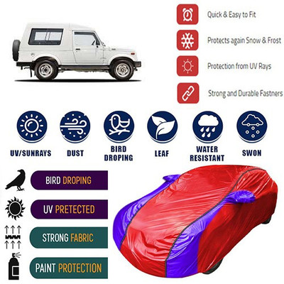 MotohunK Car Cover For Maruti Suzuki Gypsy King (With Mirror Pockets)(Red, Blue, For 2019 Models)