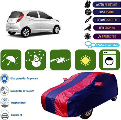 MotohunK Car Cover For Hyundai Eon (With Mirror Pockets)(Maroon, Blue, For 2019 Models)