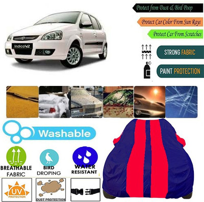 MotohunK Car Cover For Tata Indica V2 (With Mirror Pockets)(Red, Blue, For 2019 Models)