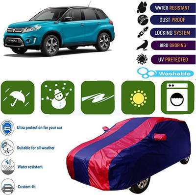 MotohunK Car Cover For Maruti Suzuki Universal For Car (With Mirror Pockets)(Maroon, Blue, For 2019 Models)