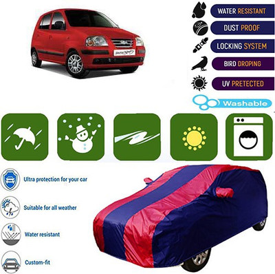 MotohunK Car Cover For Hyundai Santro Xing (With Mirror Pockets)(Maroon, Blue, For 2019 Models)