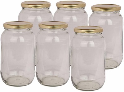 Star mart Glass Grocery Container  - 1000 ml(Pack of 6, Gold)