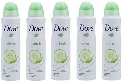 DOVE Go Fresh Cucumber and Green Tea Anti-perspirant Deodorant Spray  -  For Women(750 ml, Pack of 5)