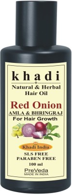 PreVeda Khadi Red Onion Amla & Bhringraj fast hair growth Oil with best oils for anti-hair fall Hair Oil(100 ml)