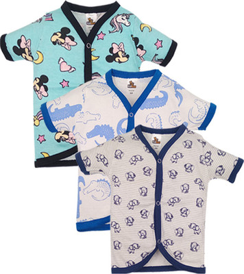 KidBee Boys & Girls Printed Cotton Blend Regular T Shirt(Multicolor, Pack of 3)