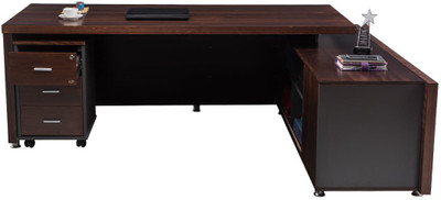 Durian Adroit Brown Engineered Wood Office Table(Free Standing, Finish Color - Walnut)