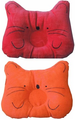 Baby Desire Polyester Fibre Solid, Animals Baby Pillow Pack of 2(Red, Orange)