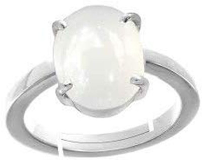 PARTH GEMS 7.25 Carat Pearl Silver Plated Ring (Moti/Mukta Silver Ring) AAA Quality Gemstone For Men or Women Metal Pearl Silver Plated Ring