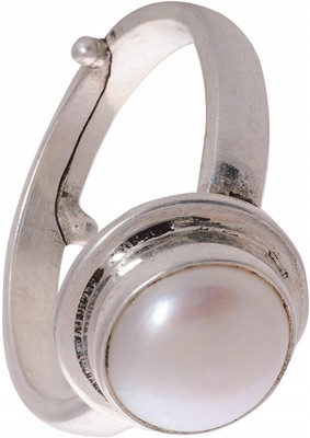 PARTH GEMS 9.25 Carat Pearl Silver Plated Ring Metal Pearl Silver Plated Ring