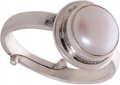 PARTH GEMS 7.25 Carat Pearl Silver Plated Ring Metal Pearl Silver Plated Ring