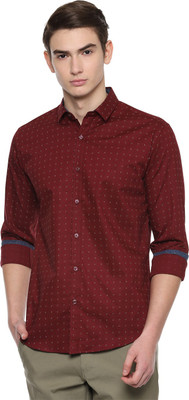 VAN HEUSEN Men Printed Casual Maroon Shirt