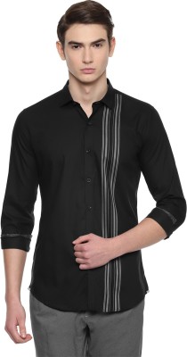 Van Heusen Men Striped Casual Black Shirt