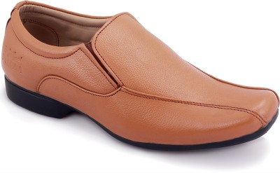 PILLAA PILLAA Men's Genuine Leather Slip-on Moccasin Formal Shoes Slip On For Men(Tan)