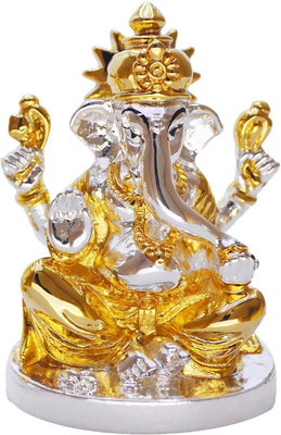Real Seed 99.9 Silver & 24K Gold Plated Ganesh Statue for Home Temple, God Idol for Pooja Room, Ganesh Statue for Gifting, Figurine Showpiece (7.5 x 4 x 4 CMS) Decorative Showpiece - 7.5 cm(Polyresin, Silver) Real Seed 99.9 Silver & 24K Gold Plated Ganesh Statue for Home Temple, God Idol for Pooja Room, Ganesh Statue for Gifting, Figurine Showpiece (7.5 x 4 x 4 CMS) Decorative Showpiece - 7.5 cm(Polyresin, Silver)